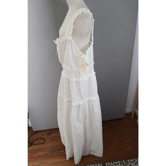 Gap Doen Dress Womens XL White Eyelet Sundress Maxi Long Cotton Summer NWT - Picture 3 of 7